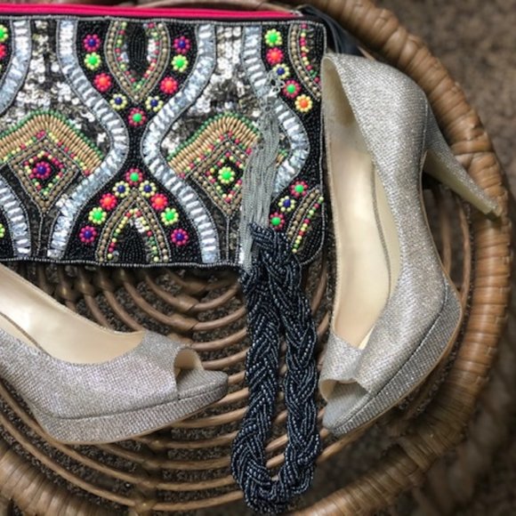 Enzo Angiolini Silver Sparkly Heels - Picture 12 of 12